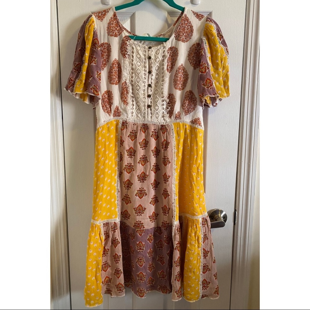 Anthropologie patchwork midi dress